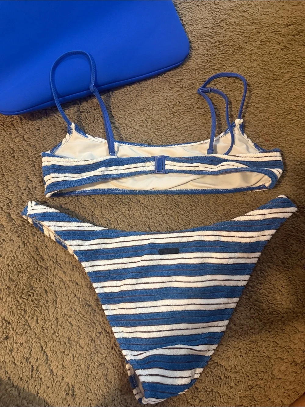 triangl swimwear Blue and White Striped Bikini Set